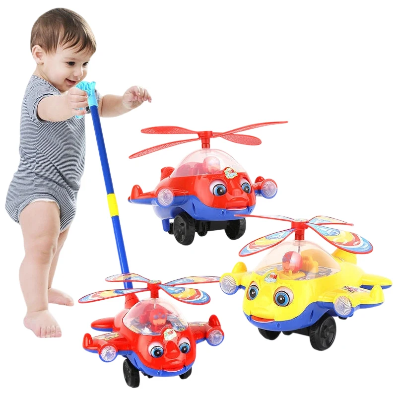 Airplane Baby Push Walker Educational Sensory Hand Push Toddler Walking Learning Toy for Birthday Baby Shower Gifts view 6