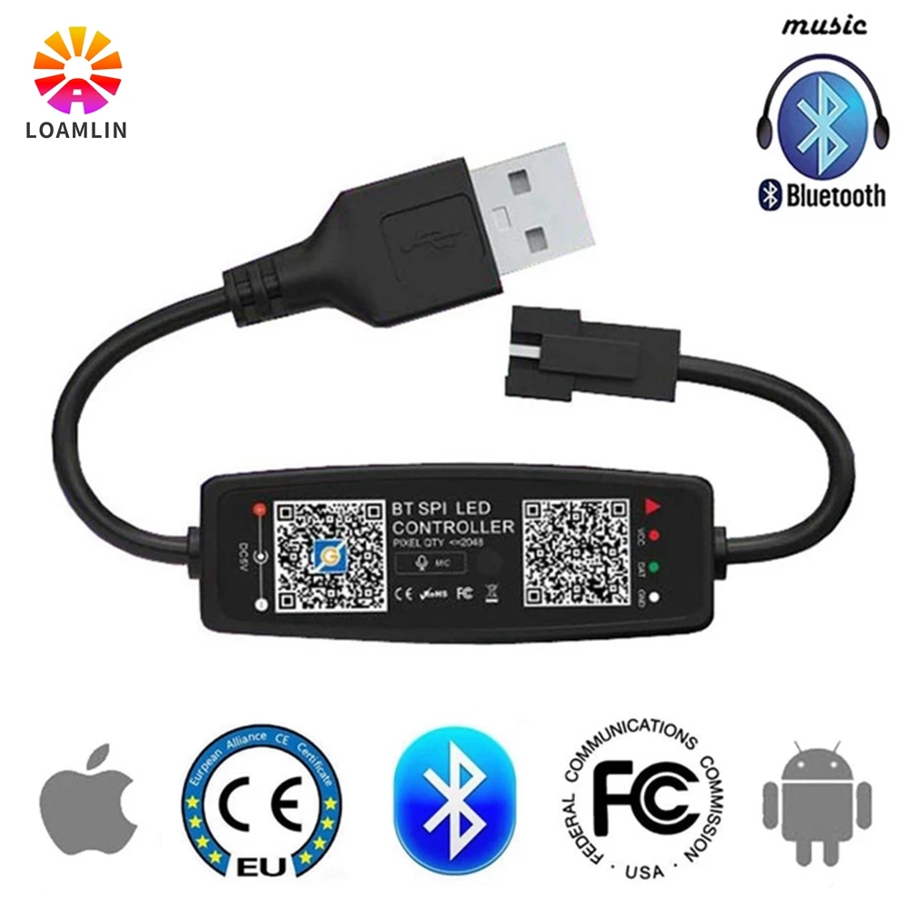 

WS2812B LED Controller Bluetooth Music For SK6812 WS2811 WS2812 Pixel LED Strip Light APP 24/28Keys Remote DC5-24V