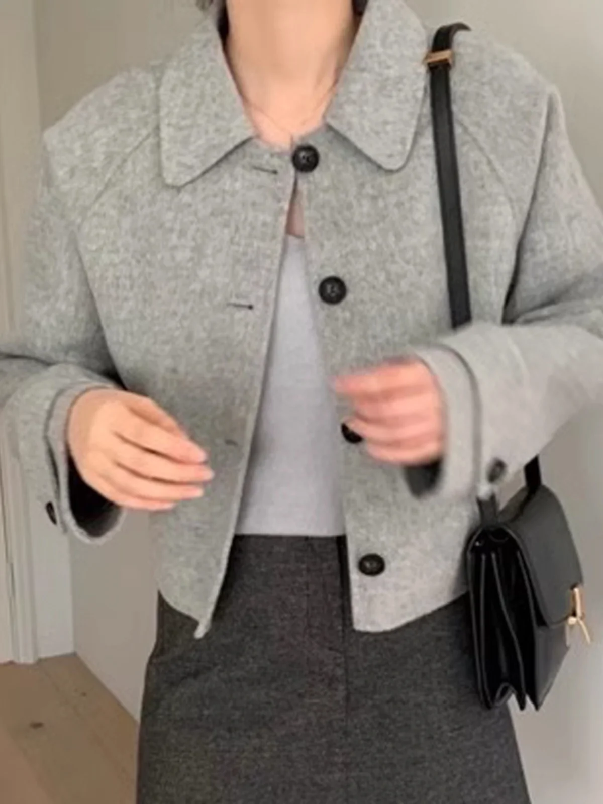 

ort Woolen Coat Women's Autumn Winter Korean Sle Vintage Collar Small Size Faionable Youthful Korean Version Collar