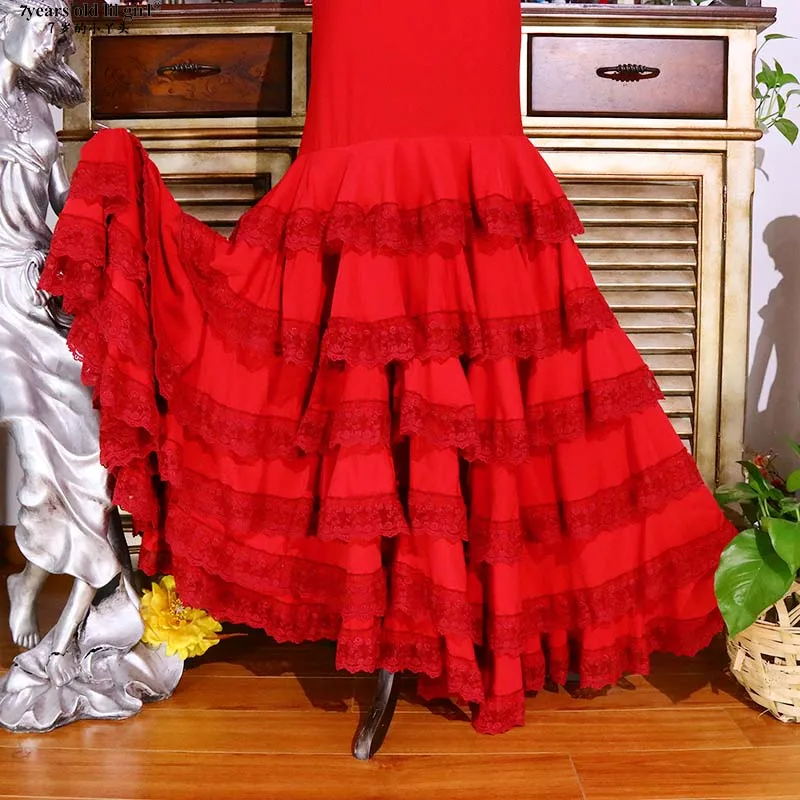 Robe de danse espagnole Flamenco danse moderne italienne jupe pivotante en mousseline de soie épaissie multicouche GI05