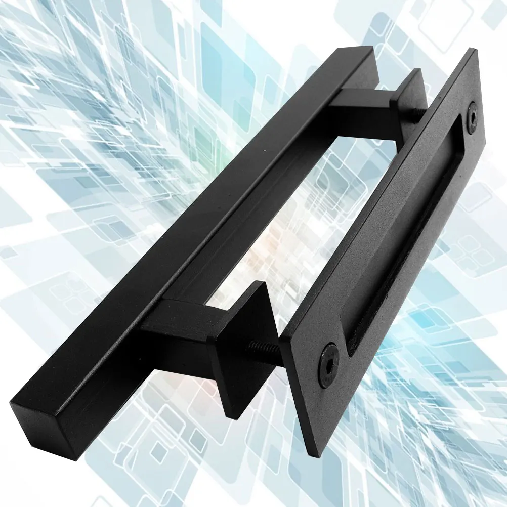

1pc Sturdy Carbon Steel Door Handle For Barn Gate Granary Security Heavy Duty Grip Strong Steel Handle For Garage Cabinet Drawer
