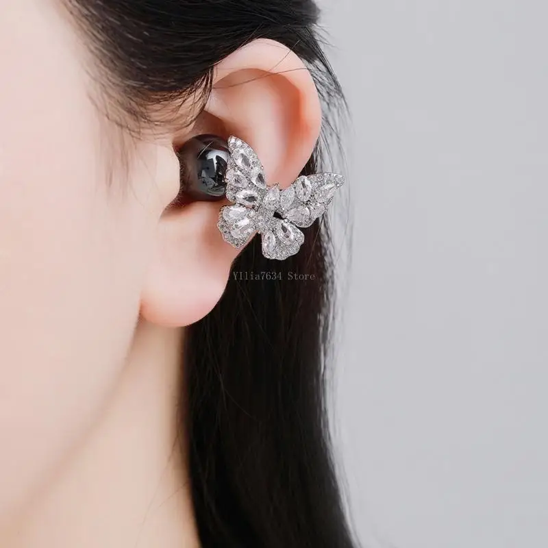 Stylish Zircon Studded Butterfly Ear Clip for Freeclip 1/2 Wireless Earbud