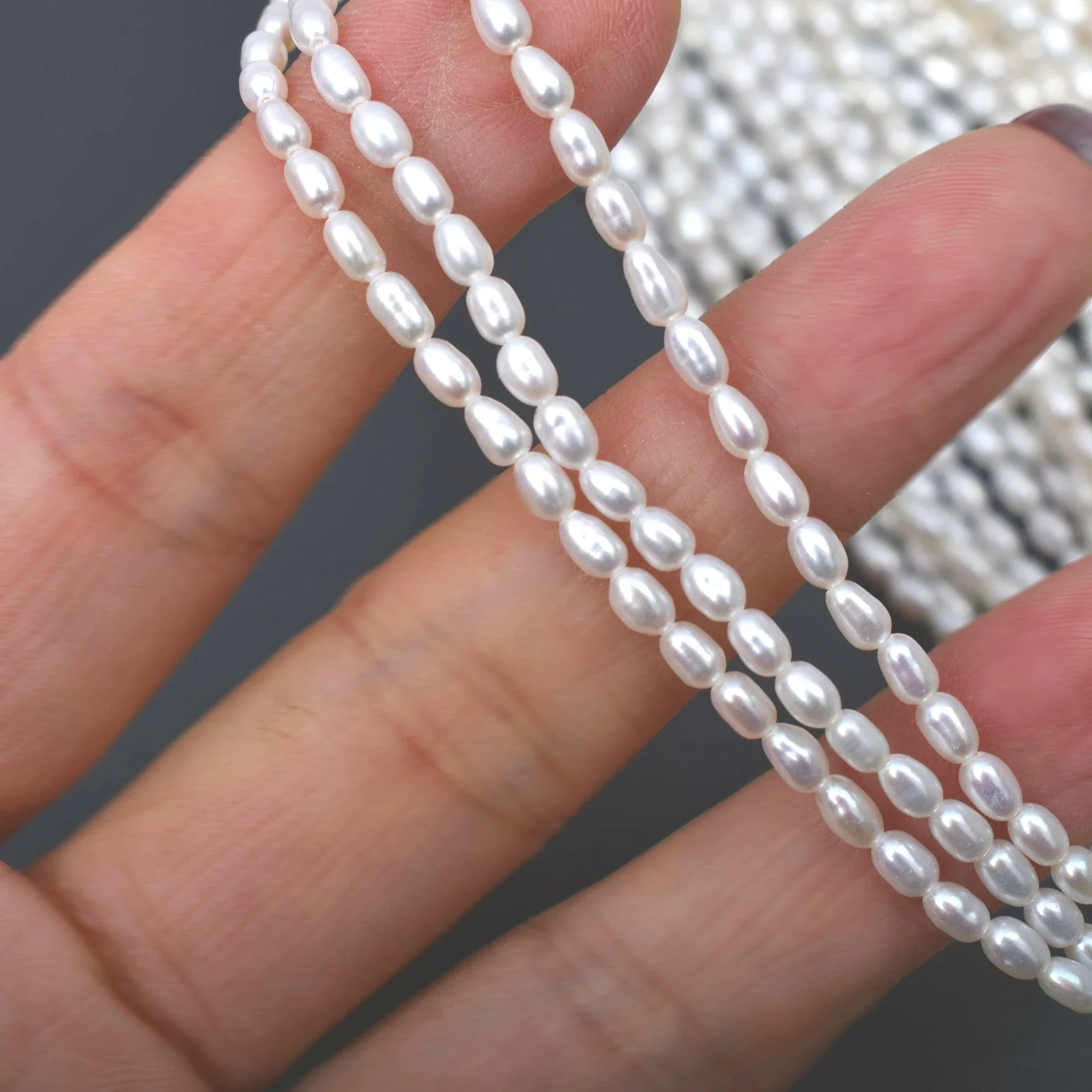 2.5-3mm 4A Natural Radiant Freshwater White Rice Pearl Well-polished Loose Bead Jewelry Make DIY Necklace Bracelet Accessories