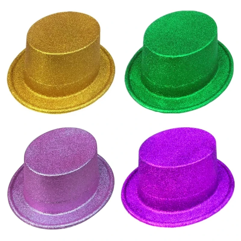 Novedad, sombrero Fedora plástico brillante, sombrero con polvo brillante, gorro accesorios