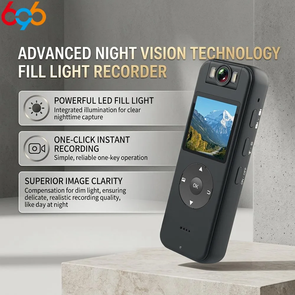 Back Clip 4K Camera  180° Rotation  One-Click Capture  WiFi  LED Fill Lamp 1400mAh Battery for Video & Photo Recording