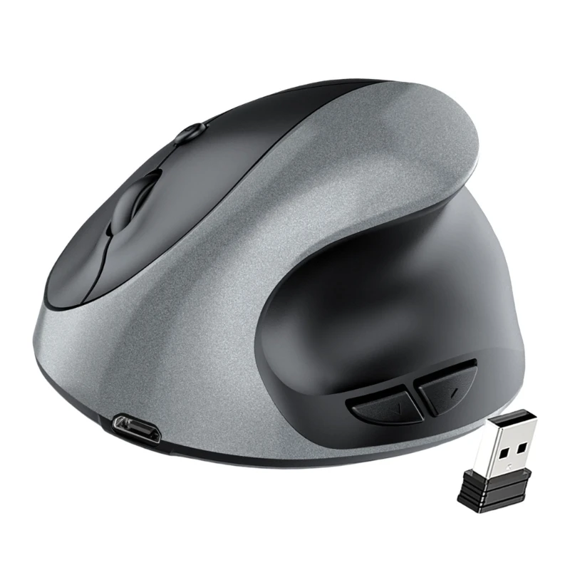 Mouse vertical ergonômico recarregável F3KE cliques DPI ajustável para eficiência trabalho