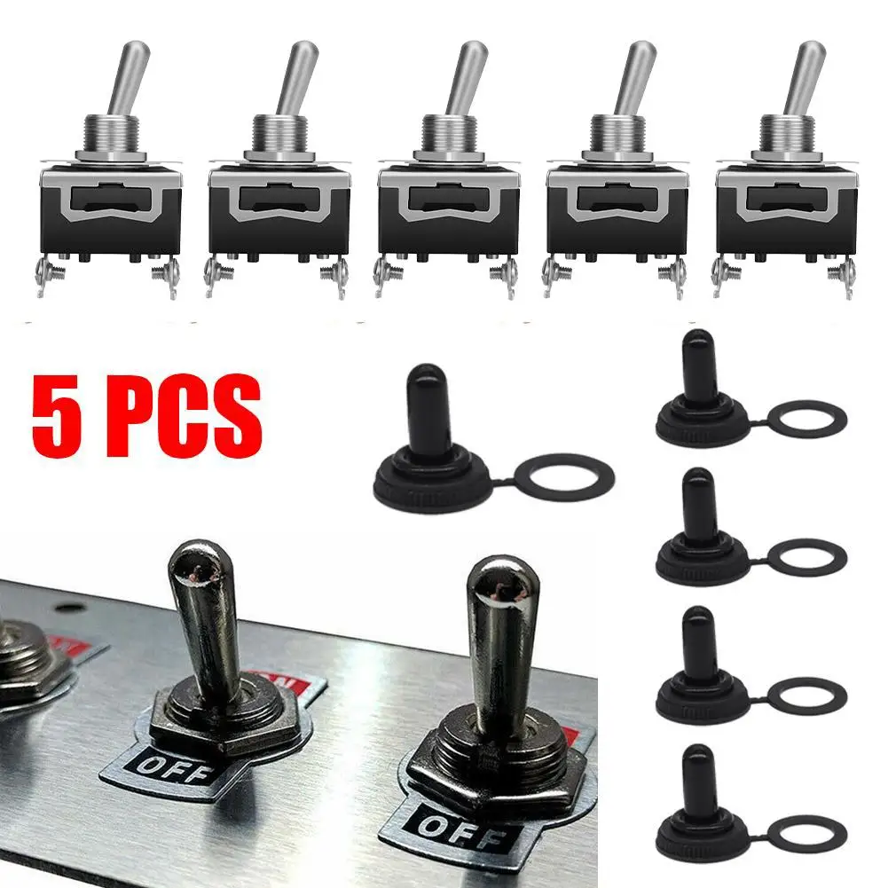 

5 шт. тумблеры ВКЛ-ВЫКЛ SPST автомобильные кулисные переключатели 12 В рабочий водонепроницаемый тумблер 20 А тяжелый X1U1