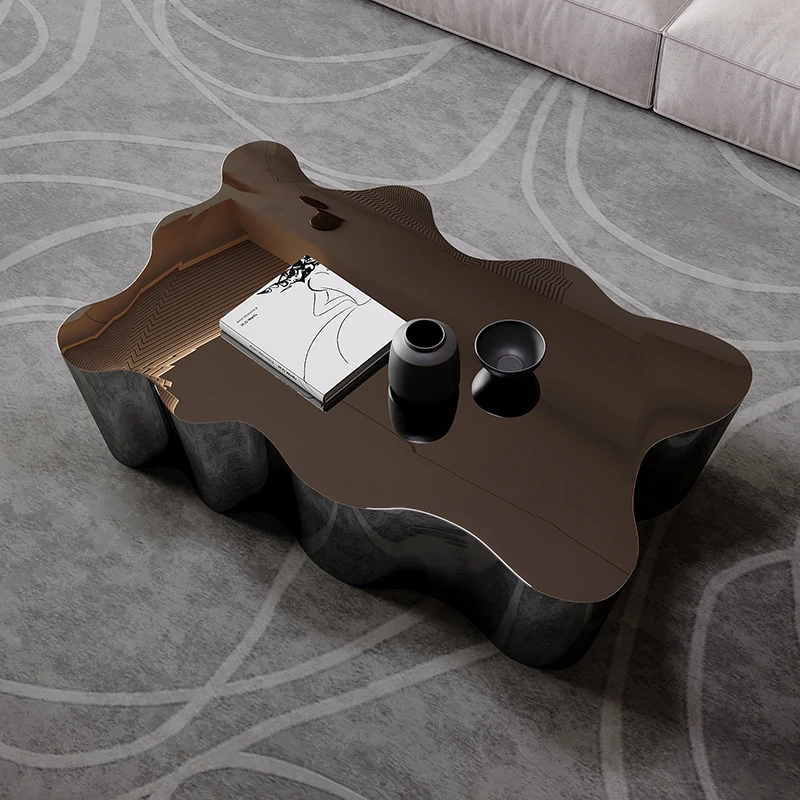 Yy Special-Shaped Tea Table Combination Home Small Apartment Creative Art Black Titanium Metal