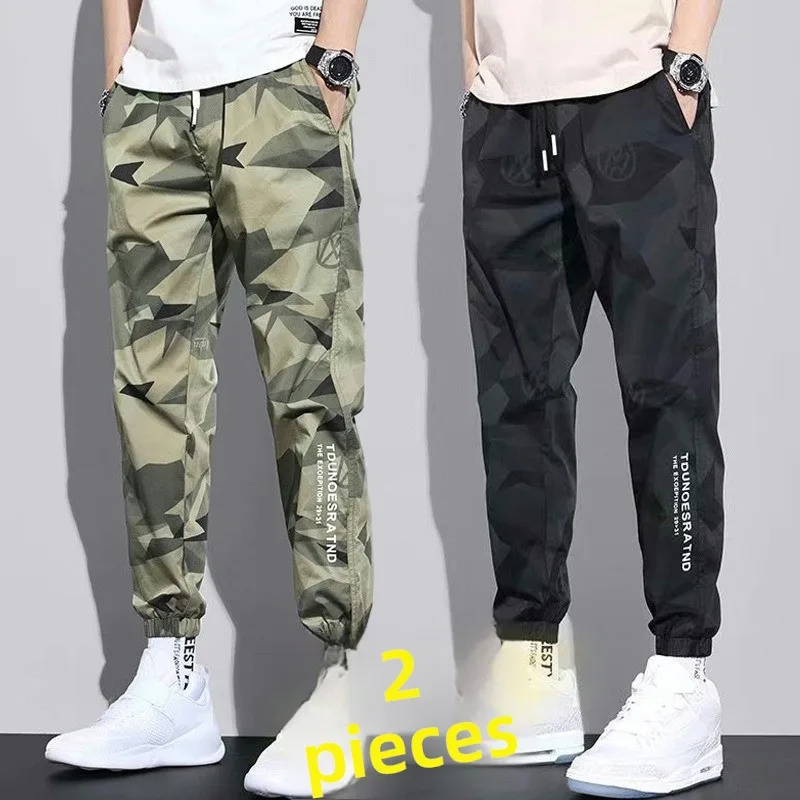 

Summer Hit Ice Silk Slim Fit Camouflage Harem Casual Men's Pants Ultra Thin Nine Points Fashionable Youth Active Style Sports