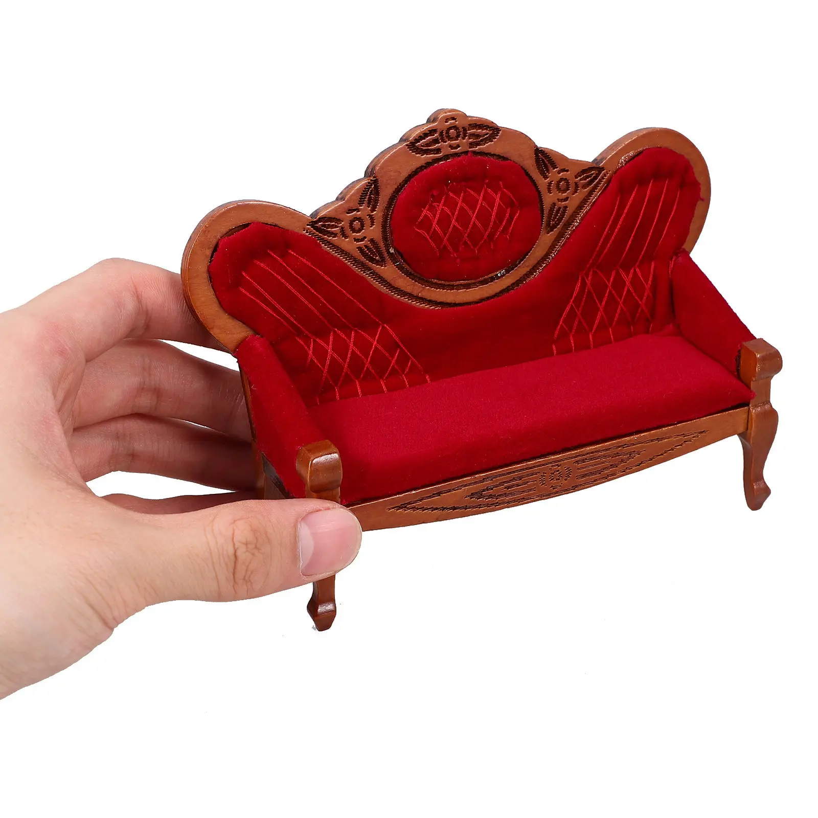 

Miniature Sofa Ornament Lifelike Birch DIY Mini House Sofa Decor Compact Photo Prop Adornments Miniature Furniture Model