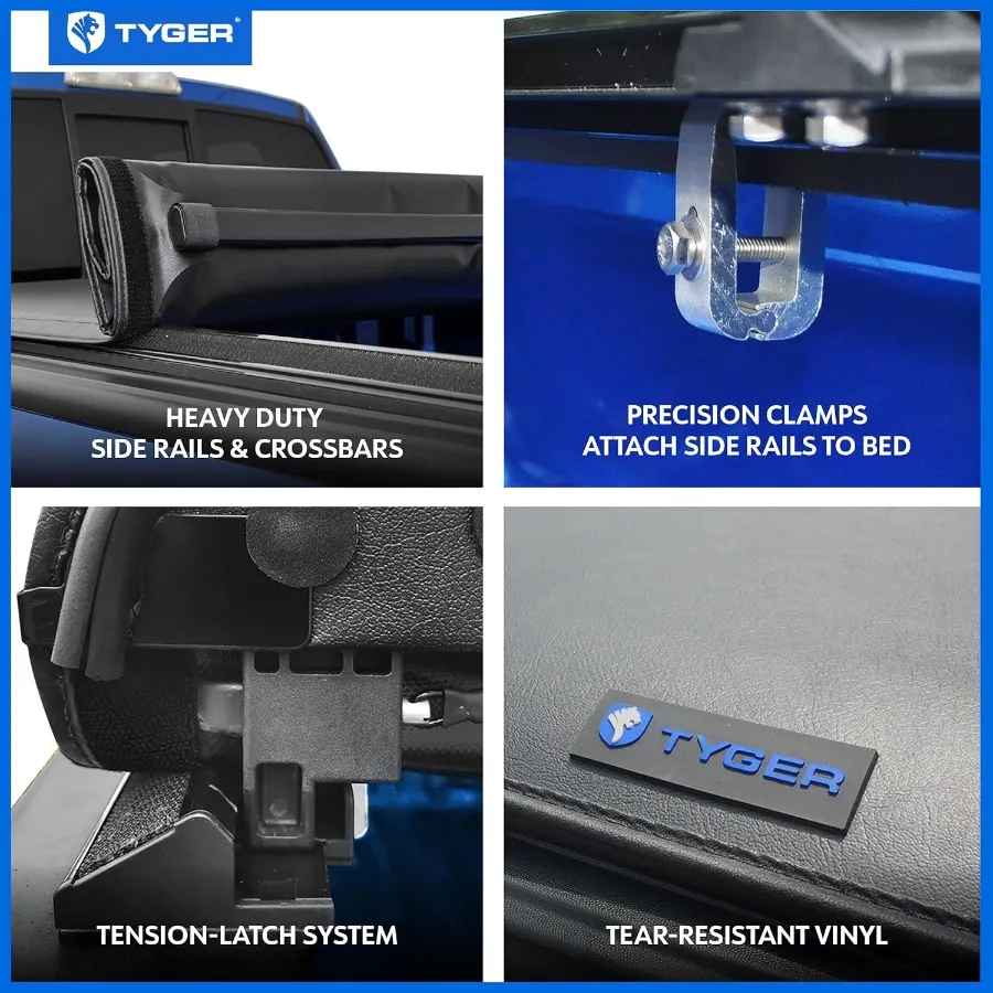 Miękka rolowana osłona na korbę pickupa T1, przeznaczona do Tundra z rocznikami 2014-2021 z korbą Fleetside o długości 6,5 stopy (78 cali), zapewniająca bezpieczną ochronę przed warunkami atmosferycznymi.