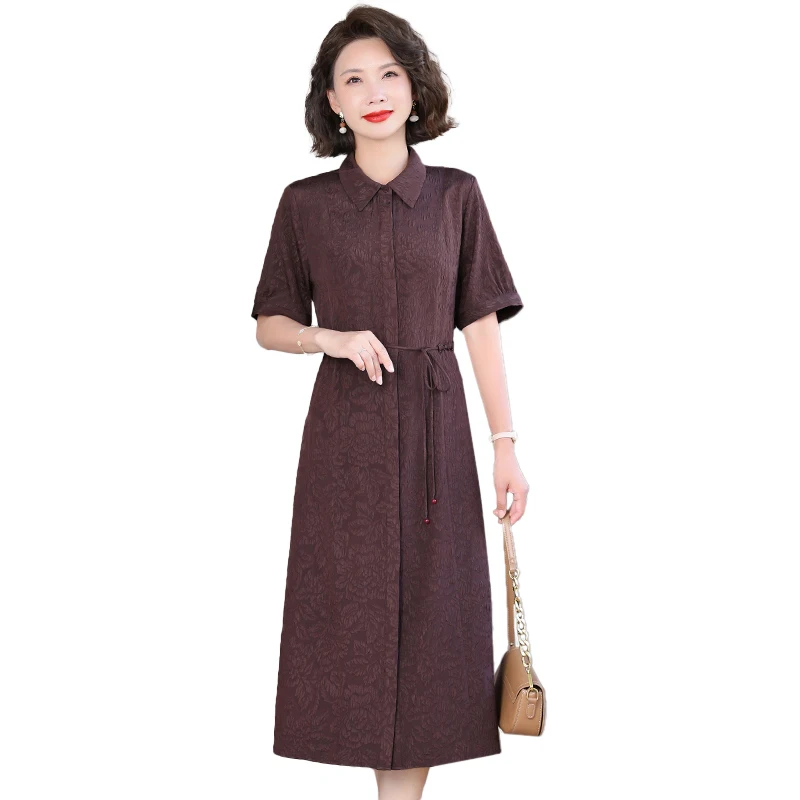 Verano estilo chino seda Jacquard Midi Sundress 2025 mujeres Boho moda Casual bordado Vestido elegante lujo Festival Vestido