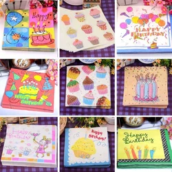 Birthday Series Wedding Tissue Paper Birthday Party Colourful Napkin Square Facial Tissue Candle Balloon Cake 20pcs/pac 2-Ply