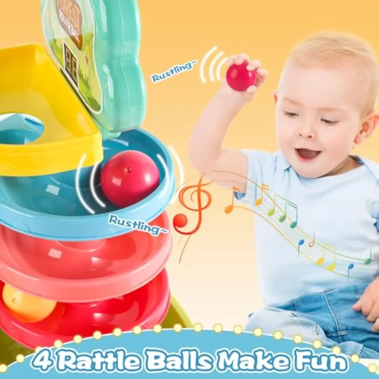 Montessori Ball Drop Whack A Mole Shooting Game Sliding Balls Pile Tower Early Educational Marble Run Spin Track Music Baby Toy