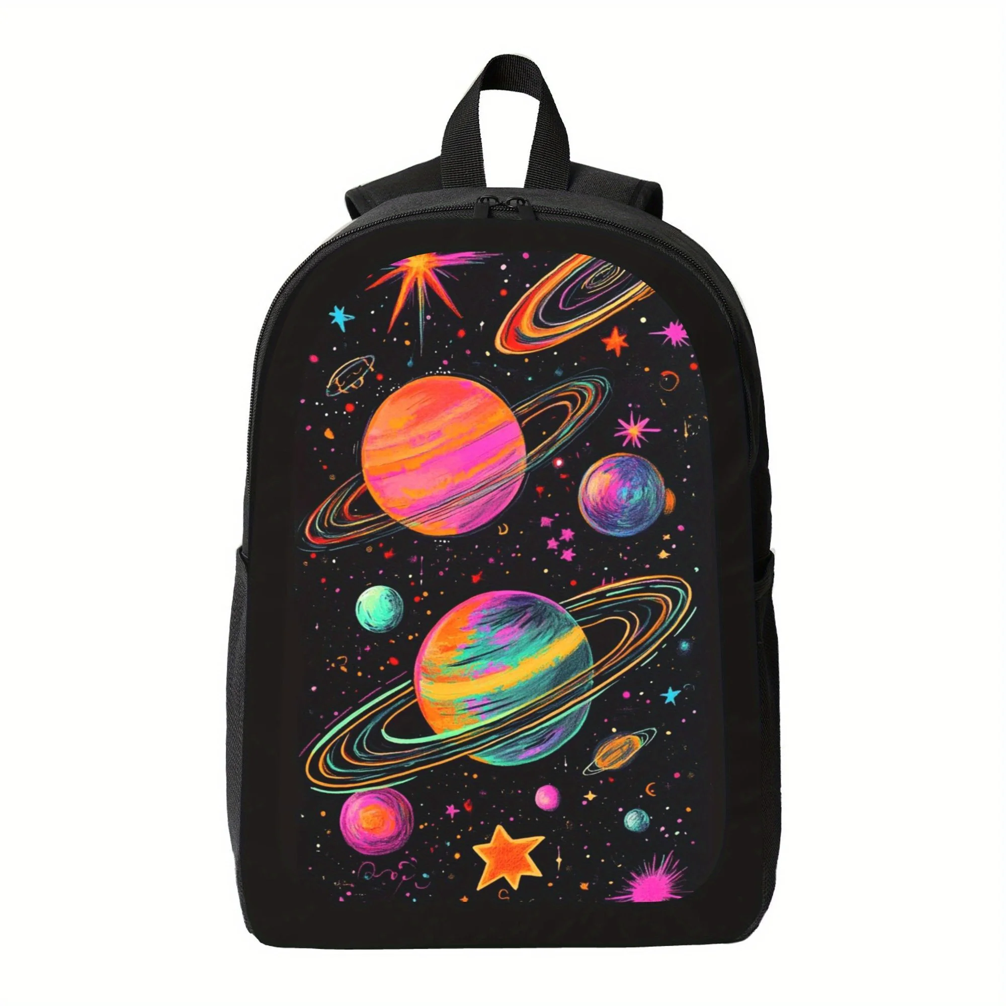 

Space Themed School Backpack - Lightweight Large Capacity Backpack with Adjustable Shoulder Straps, Zipper Closure