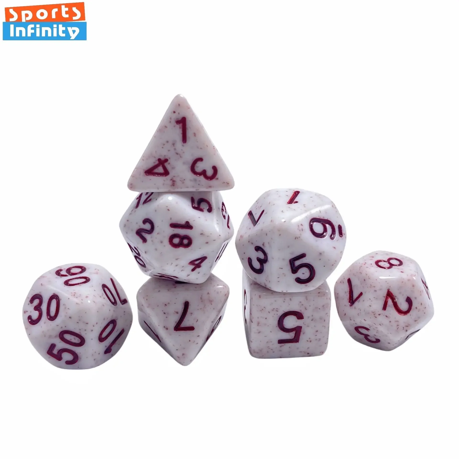 7 Stuks Rpg Spel Dobbelstenen Met Spots Acryl Veelvlakkige Dobbelstenen Bordspel D4 D6 D8 D10 D20 Dnd Nummer Dobbelstenen Kit