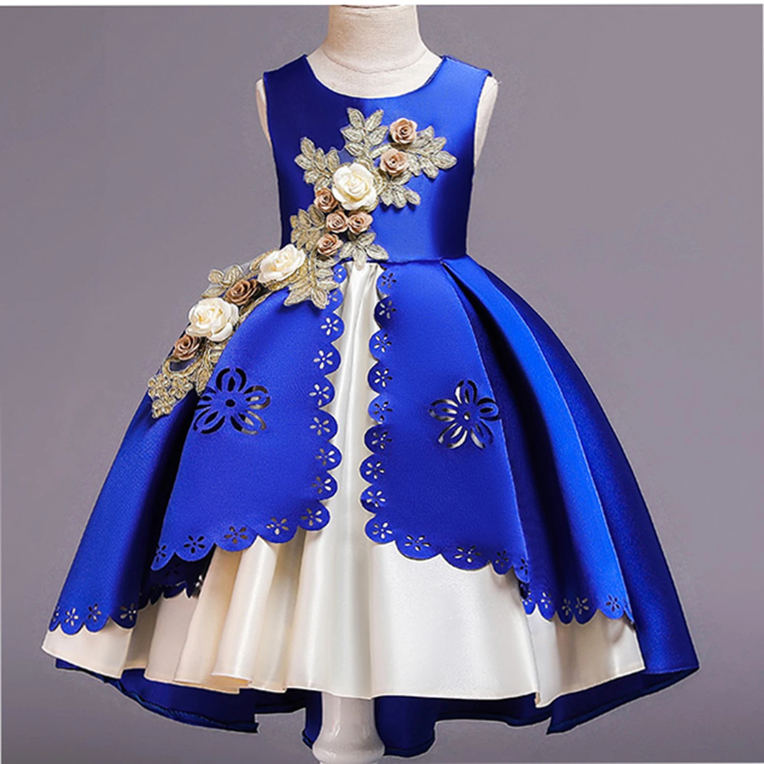 Robe de soirée avec appliques de fleurs 3D pour petites filles de 3 à 12 ans, robe de soirée, fête d'anniversaire, reconstitution historique, danse, robe de vacances