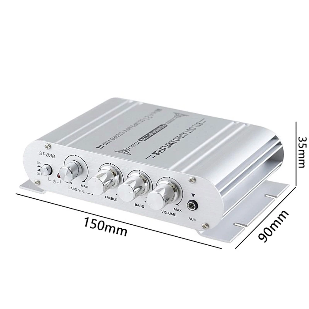 Digital Hi-Fi Power Amplifier 2.1CH Subwoofer Stereo Audio Player Car Motorcycle Home Power Amplifier