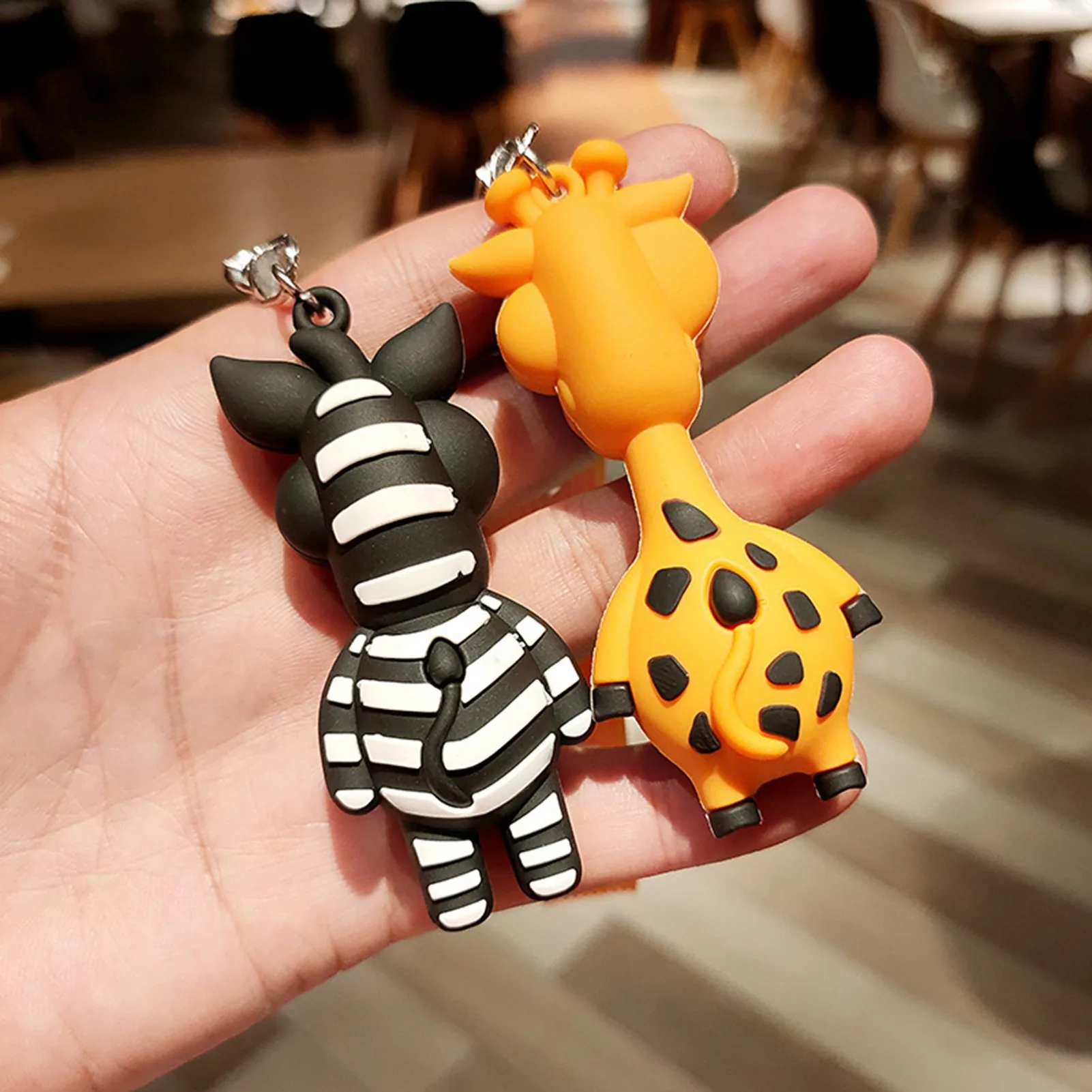 Novelty Ugly Big Eyes Funny Soft TPU Silicone Rubber Zoo Animals Pendant Strap Keychain Key Ring Holder Clip