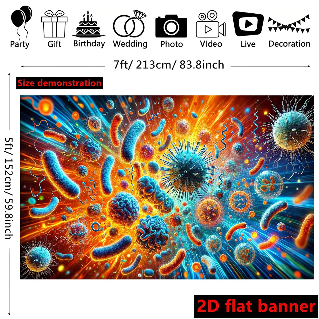 Abstract Microscopic Biology Science Wall Art Vibrant Cell Structure Canvas Print Modern SciFi Home Decor Decoration Tapestry