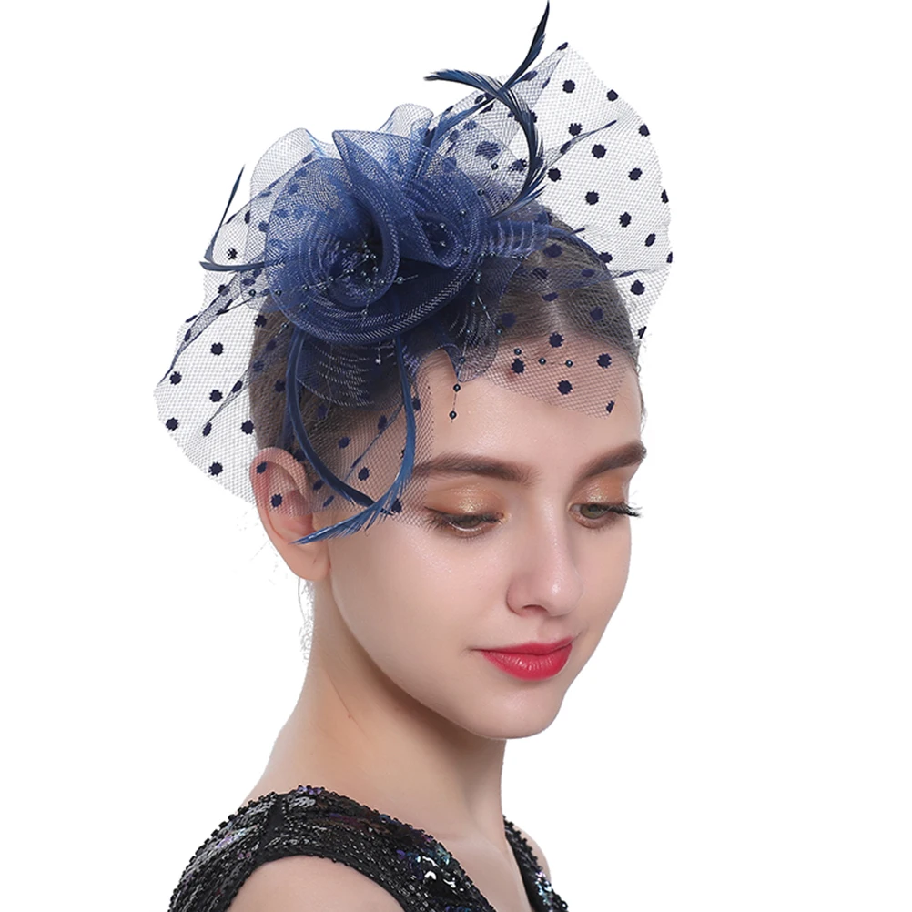 1pcs Retro Lace Fascinator Hat Headband Elegant Wedding Party Headdress Mesh Bridal Hair Accessories Luxury Ladies Decorative