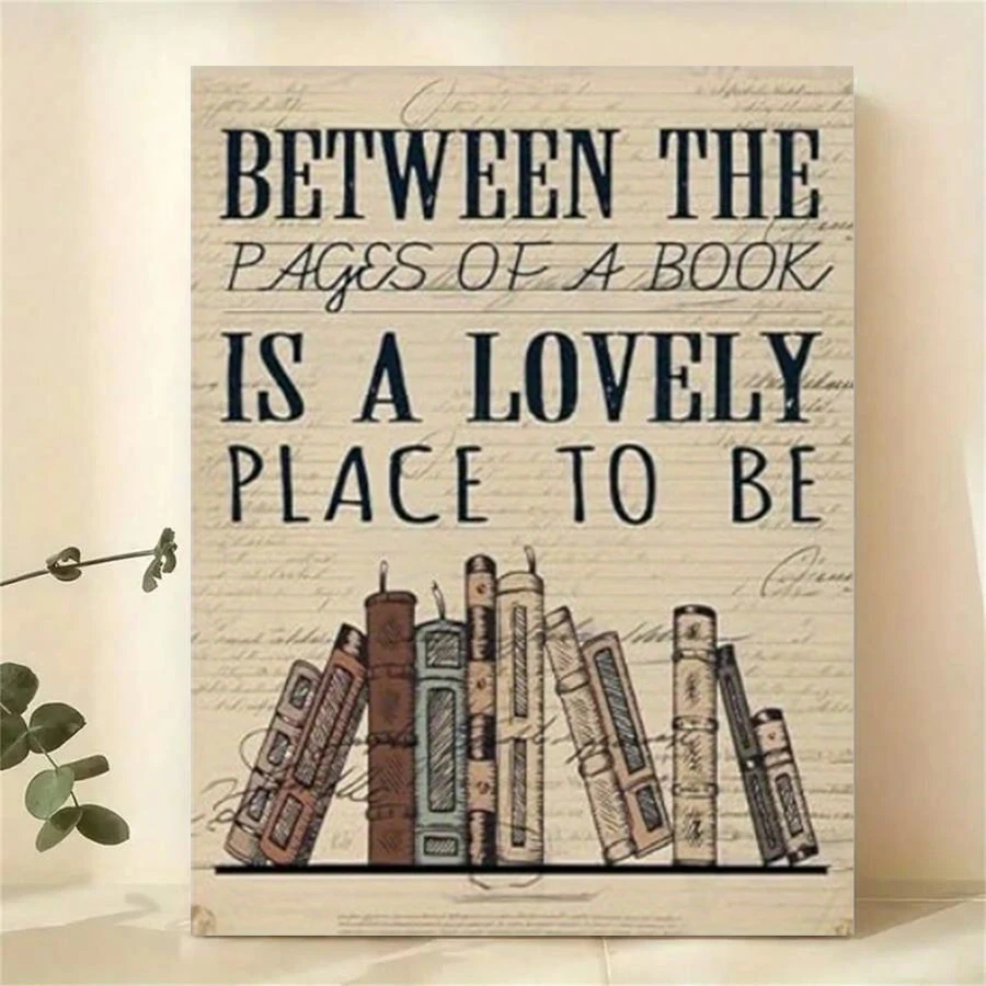 Retro Reading & Books Letter Canvas Prints Text Wall Art Posters for Educational Decoration in Library Classrooms & Nurseries