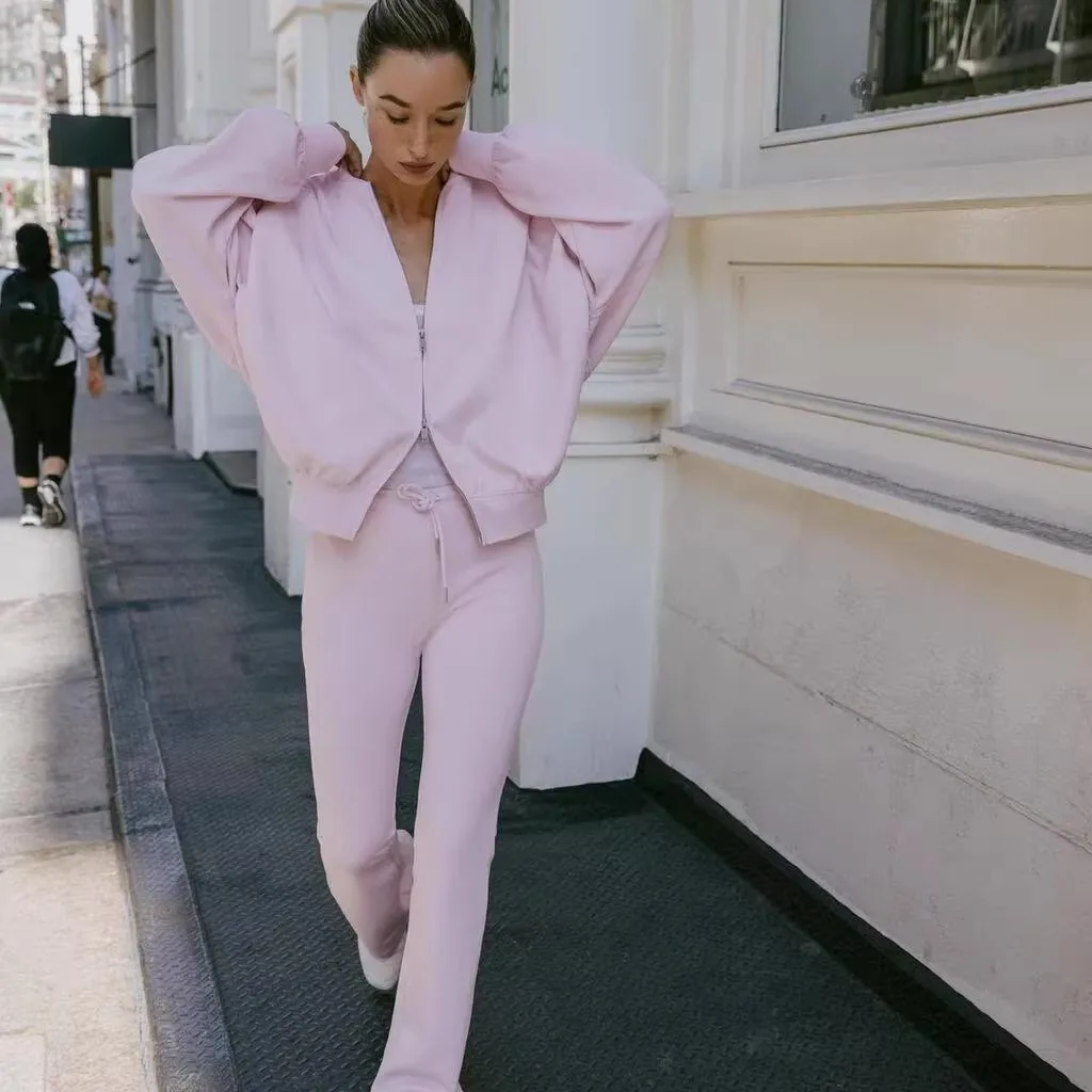 Loose Fit round Ne Linked Pilot Jaet Outerwear Women's Autumn 2025 364850 Pants 36485 Commute Sle Long Sve Zipper