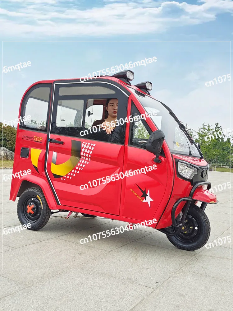 Enclosed Electric Tricycle with Shed for Home Transportation of Children, Small Delivery Battery, Three Cars Can Be Licensed