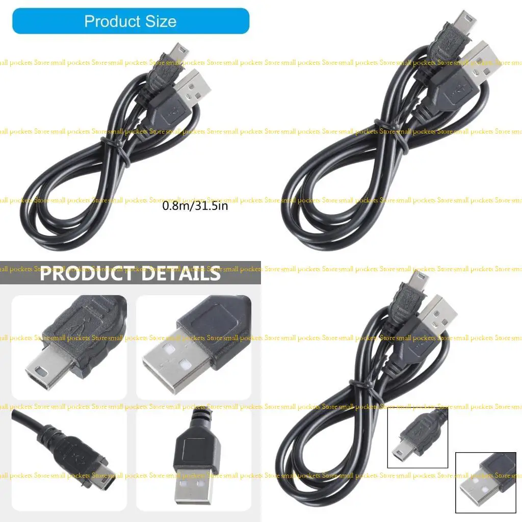 R1WD USB A Male to B Mini 5 Pin Data Sync Cable for Laptop Computer High Speed Data Transmission Durable