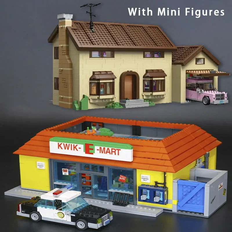 The Supermarket House And Kwik E Mart Building Blocks Bricks 16004 16005 Christmas Toy Gift Compatible 71006 71016