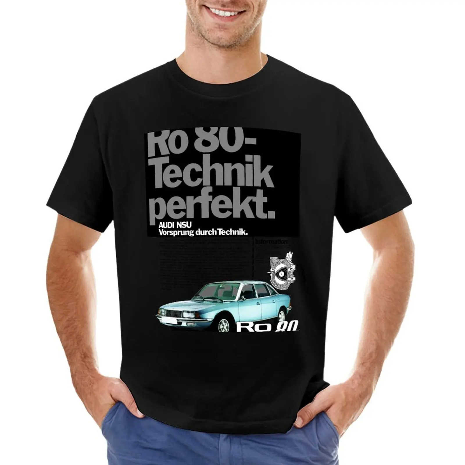 Футболка NSU Ro80 с аниме-фигурками, одежда в эстетике, индивидуальный дизайн, собственные Графические футболки, мужские простые футболки