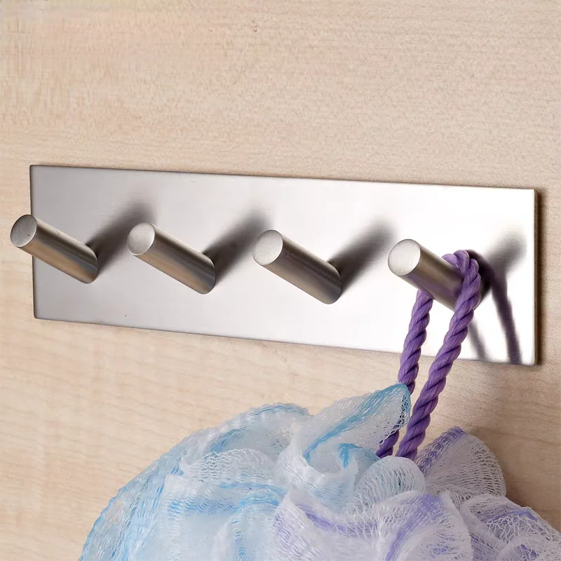 Stainless Steel Bathroom Hook Black Storage Hanger Robe Coat Clothes Self-adhesive Rack Kitchen Hardware