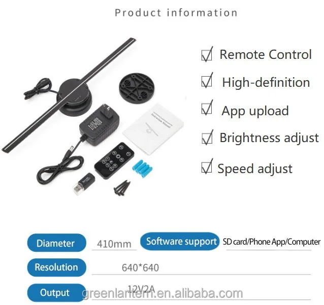 WiFi supporto SD Card 3D ologramma pubblicità Fan 15W LED Display olografico 3D ologramma luce pubblicitaria 41cm