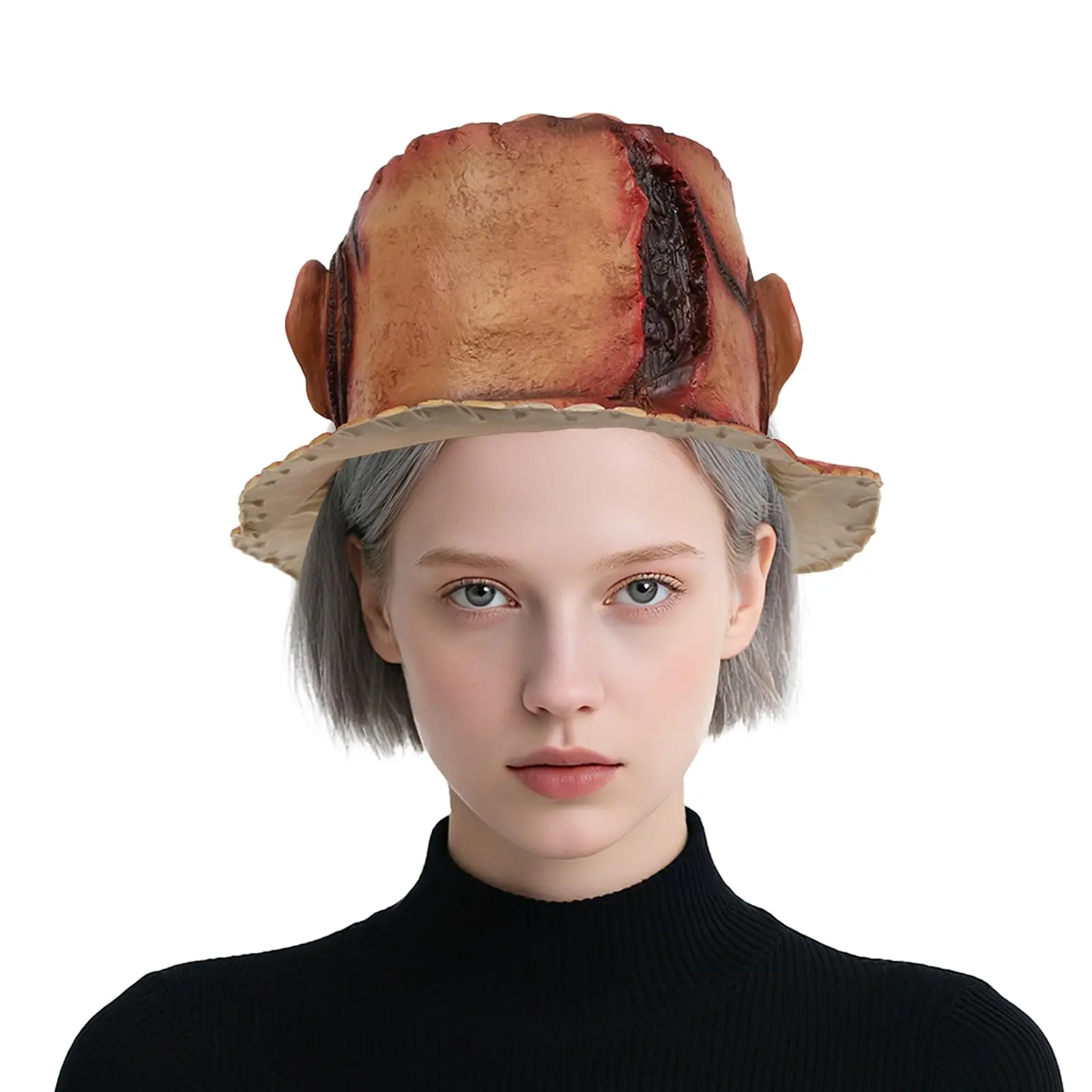 Chapeau de Cowboy Woody avec visage humain, casquette Jessie en Latex d'horreur occidentale pour femmes et hommes, accessoire de Cosplay effrayant pour Halloween