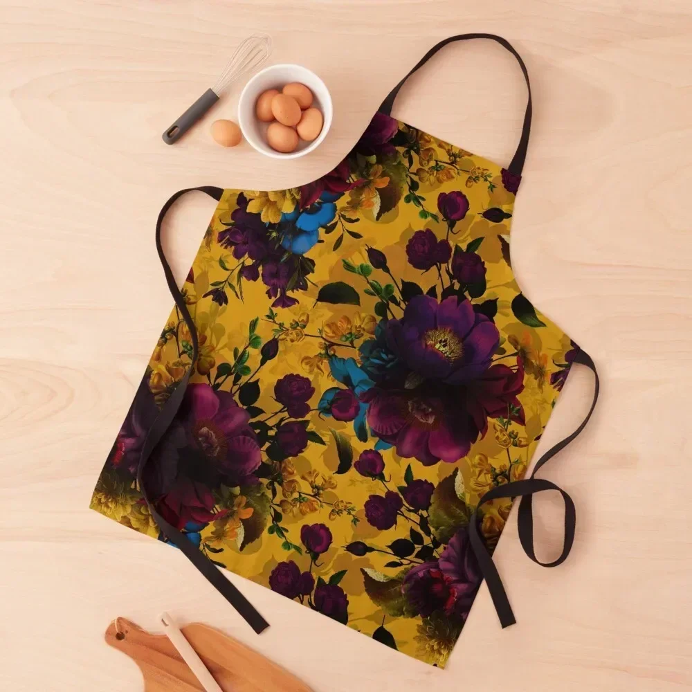 

Moody florals - Mystic Night 8 Apron japanese style kitchen jacket woman Kitchen Things And For Home Waiter Uniforms Apron