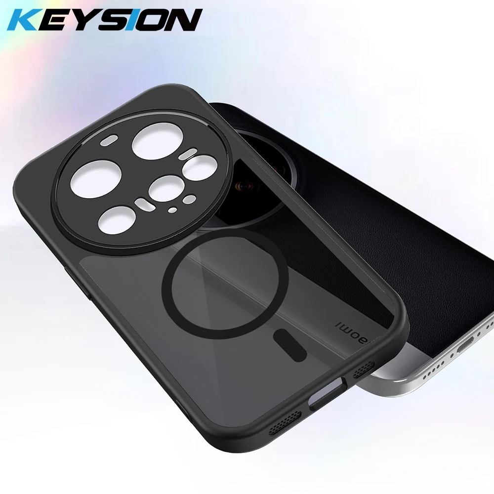 

KEYSION Magnetic Phone Case for Xiaomi 15 Ultra 5G Silicone+PC Matte Translucent Clear Shockproof Cover for Xiaomi 14 Ultra 5G