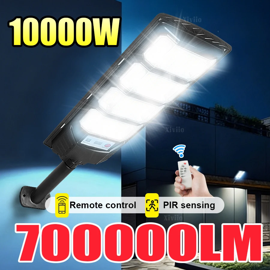 

Солнечный светодиодный светильник 10000 Вт/6000 Вт/3000 Вт/1500 Вт, 700000 лм, мощный уличный светильник на солнечной батарее с датчиком движения для сада, улицы, настенный светильник