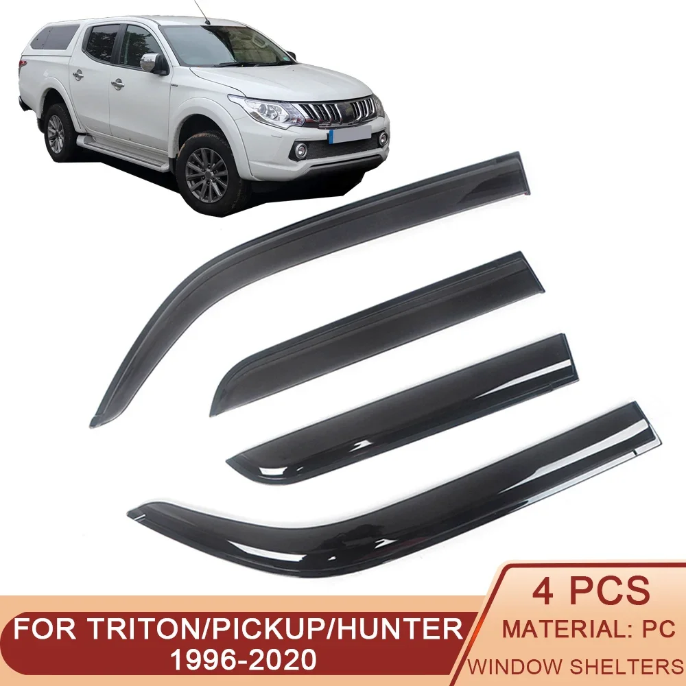 

For Mitsubishi Triton Pickup Hunter L-200 Strada 1996-2021 Car Side Window Visor Guard Vent Awnings Shelters Rain Door Ventvisor