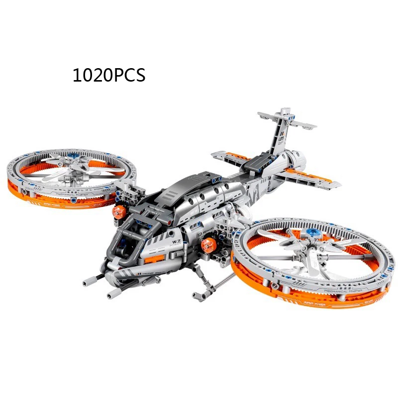 Space War Starfighter Technical Aircraft Building Block Autogyro Helicopter Airplane Mechanical Brick Toys Collection For Gifts