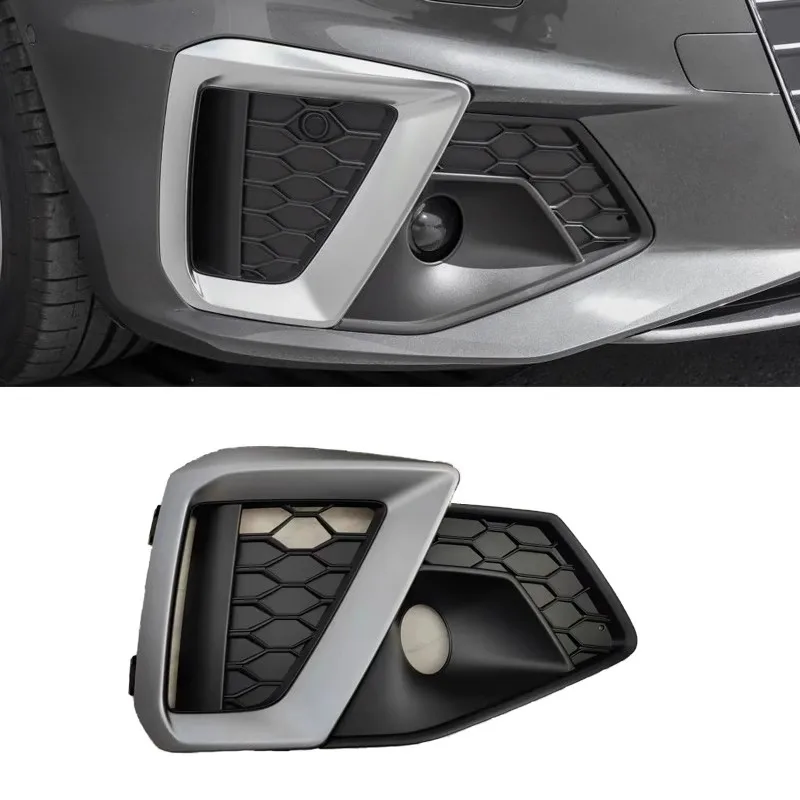 

For 2020-2024 Audi A4 Sline S4 Fog Light Frame Front Bumper Sport Style Honeycomb Fog Light Grille Fog Light Cover Lower Grille