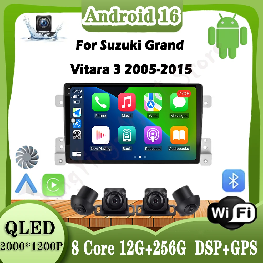

For Suzuki Grand Vitara 3 2005-2015 Car Radio Multimedia Player Android 16 DSP Stereo Bluetooth Accessroies 4G