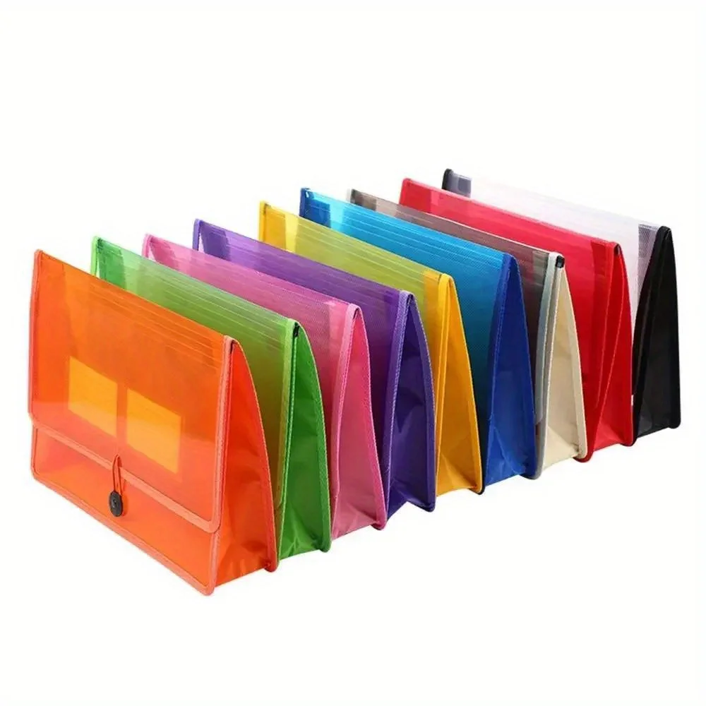 1pc Transparent Lightweight File Bag Portable Waterproof Folder Document Holder Large Capacity Button Storage School Test Paper