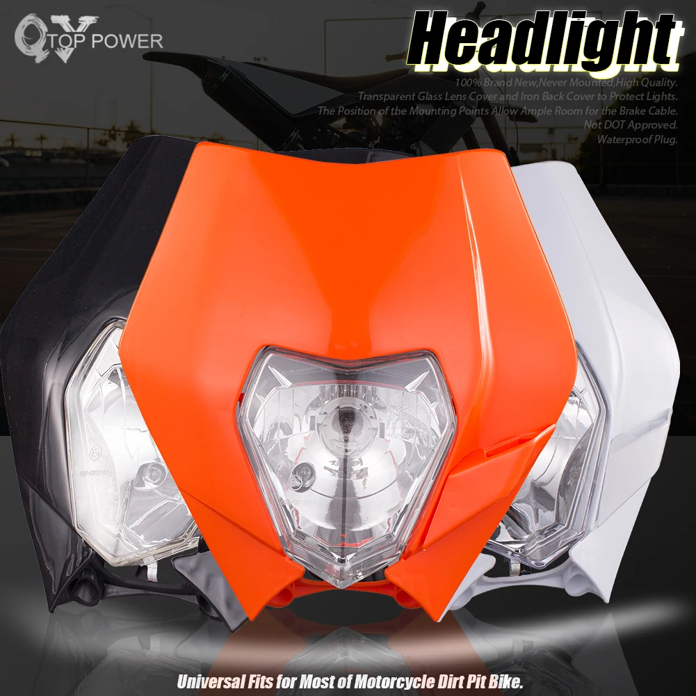 Universal Motorcycle Headlight Headlamp Frontlight For KTM XC SXF EXC XCW XCF EXCF 250 300 350 Dirt Pit Bike Enduro Motocross