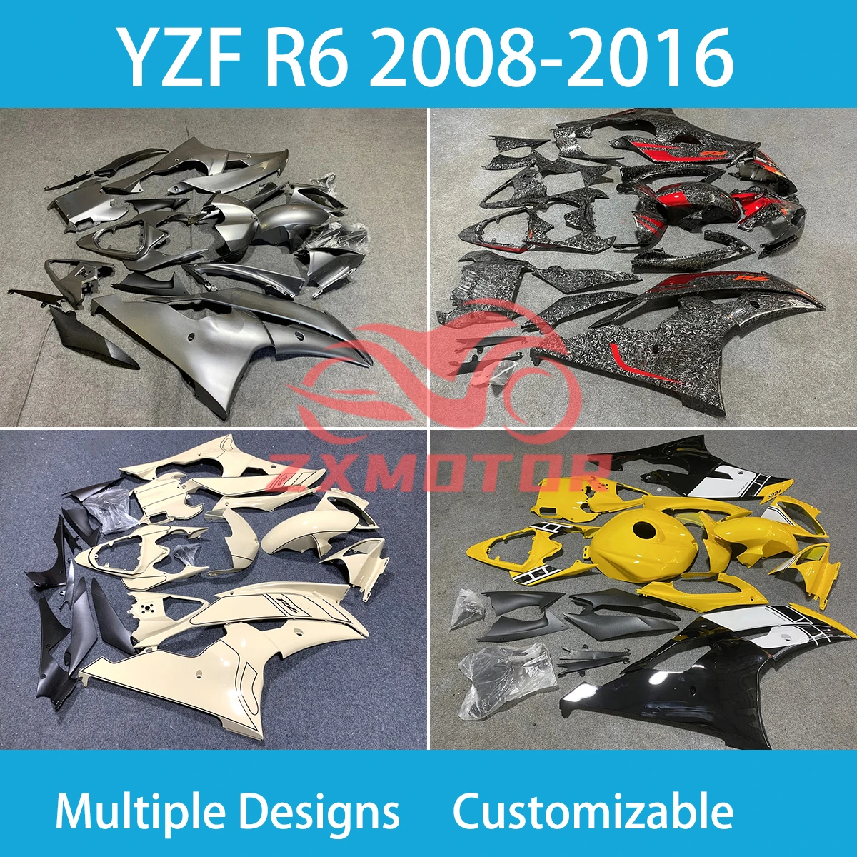 For YAMAHA YZFR6 2008 -2016 Motorcycle Fairing Kit YZF R6 08 09 10 11 12 13 14 15 16 ABS Injection Cowling Motorcycle Fairings