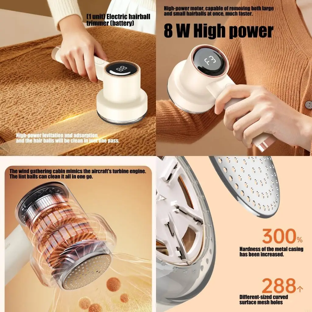   Fast Charging Small Fabric Shavers Portable Lint Remover Ergonomic Grip Safety Protections Plastic Texture for Clothing