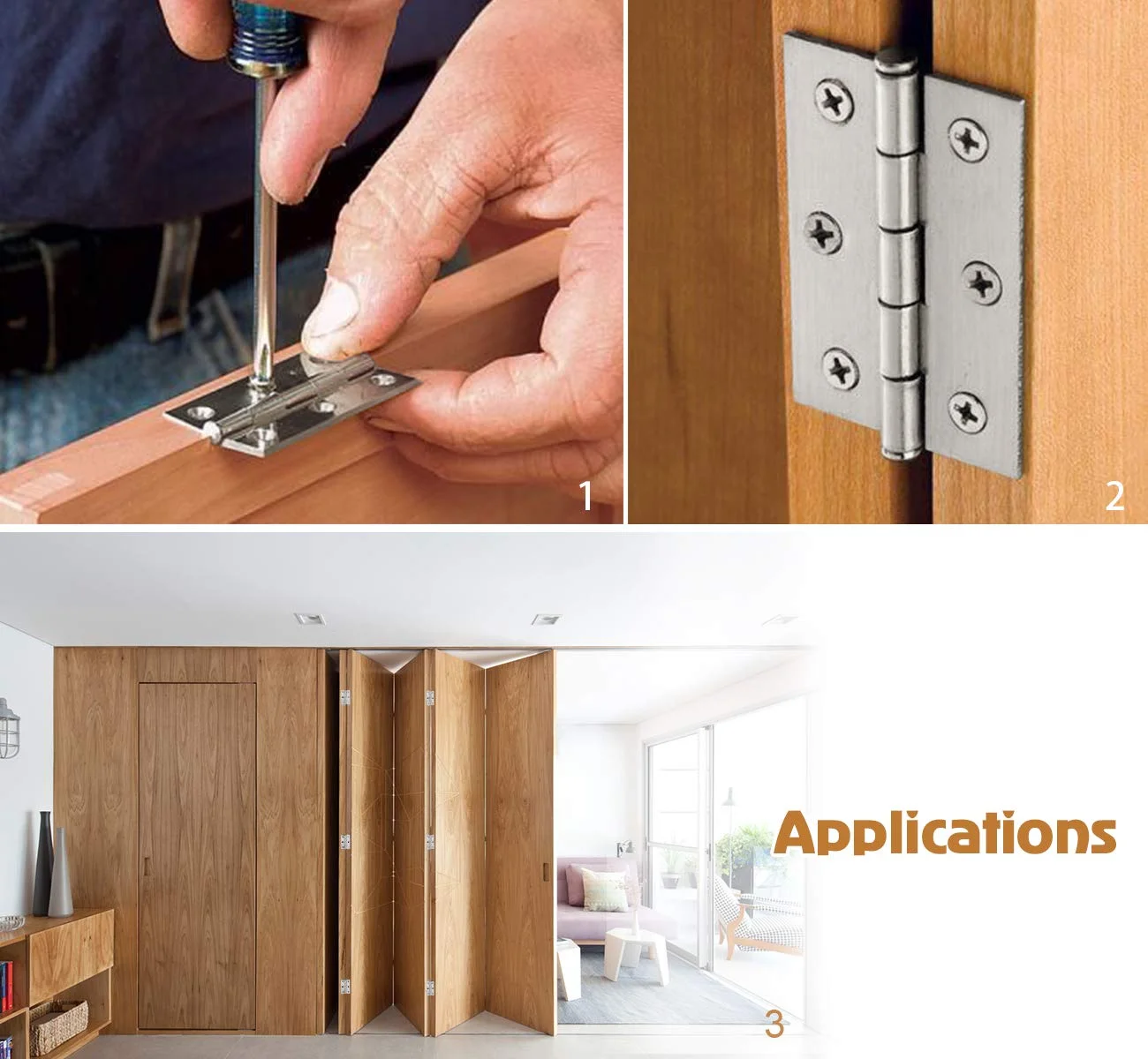 Dobradiças de porta pequenas, 6-20 peças, aço inoxidável, prata, móveis para casa, piano, armário, ferragem com parafusos, 1.5 polegadas, 2 polegadas, 2.5 polegadas, 3 polegadas