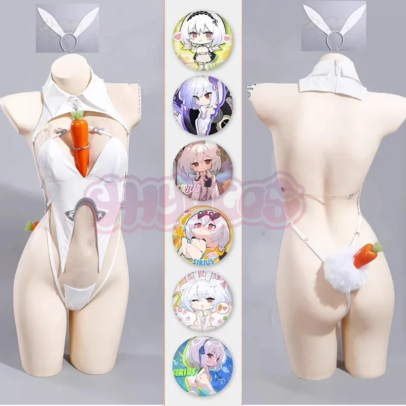 

DY2025sexy Sirius Bunny Girl Azur Lane Косплей Костюм Парик Женщины Сириус Костюмы на Хэллоуин для женщин Кожаный костюм кролика Wihte Ju