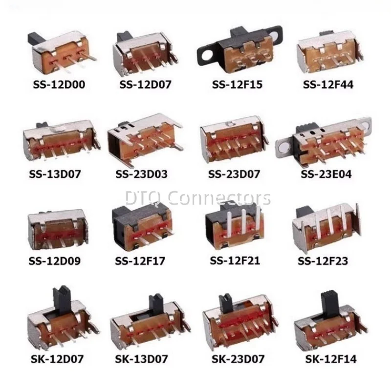 10PCS SS12D00 Slide Switch Slide Gear Fluctuation Band 2/3 File Single Double Horizontal Mini Horizontal Power Supply