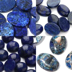 Cabochon Lapis Lazuli en pierre naturelle, ovale/rond/plat à dos plat, entretoises pour la fabrication de bijoux, 2-10 pièces/paquet