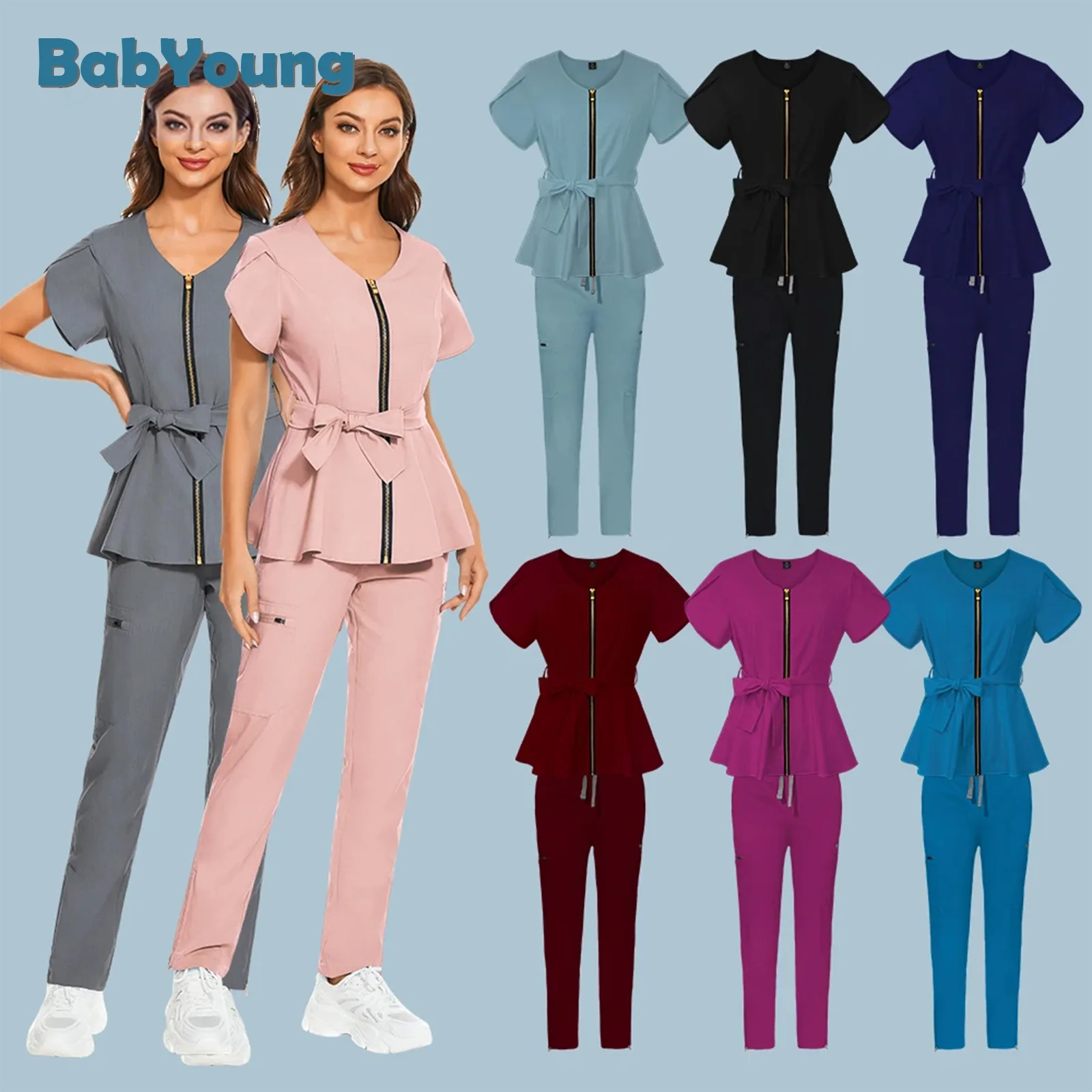 

Scrub Nurse Accessories Medical Multicolor Slim Fit Comfort Clinic Women Operating Room Work Uniform Phary Suit